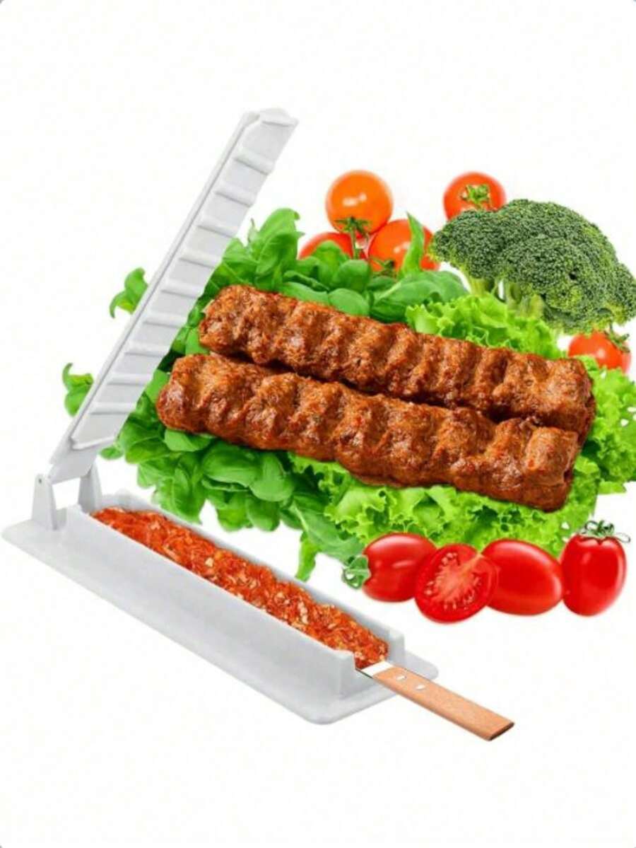 1个烤肉串制作器，塑料烤肉串模具，手动烤肉串模具，让您像传统手工烤肉一样制作美味的科夫塔烤肉串