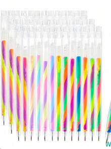 6支/盒 彩虹渐变螺旋笔，高品质梦幻螺旋DIY绘画闪光笔，适用于书写卡片，可爱卡通图案，款式随机，办公学习用品，学生文具，适合亲子教育，学校/男女通用/学生/文具/绘画/教师/教室/用品/生日/节日/派对礼物 - 三色筆 - 查看 8