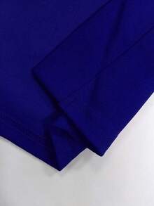 大码女士优雅连衣裙套装，长款外套套装，春夏秋季复古时尚两件套 + 蓝白瓷器印花连衣裙 - 寶藍色 - 查看 7