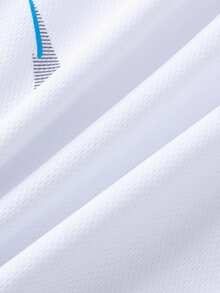 Set de 2 piezas de ropa deportiva de verano para hombres, camiseta de manga corta de cuello redondo + pantalones cortos deportivos - Blanco - Ver 9