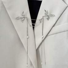 Ghim cài áo hình phượng hoàng kiểu cổ điển, thiết kế cao cấp sang trọng, phù hợp cho cả nam và nữ, màu bạc. - Bạc - Xem 1