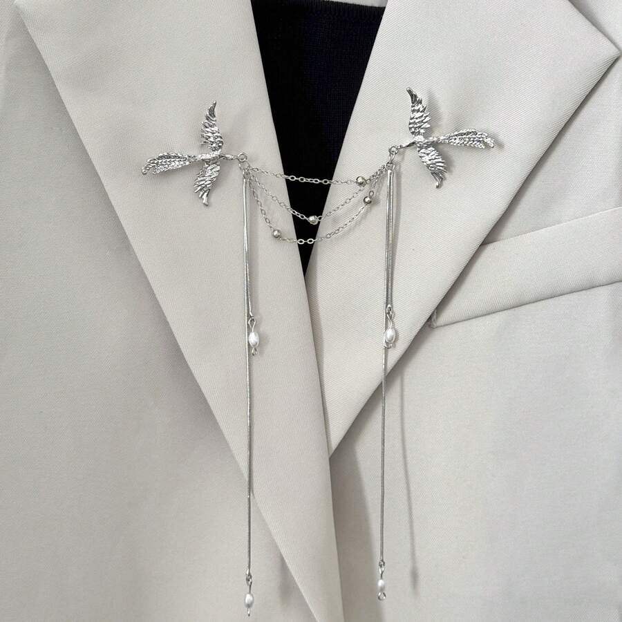 Ghim cài áo hình phượng hoàng kiểu cổ điển, thiết kế cao cấp sang trọng, phù hợp cho cả nam và nữ, màu bạc. - Bạc - Xem 1