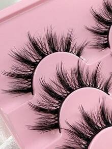 Hinarin 7对3D立体纤长浓密貂毛假睫毛，自然妆效，可重复使用，15毫米交叉猫眼假睫毛，适合在家DIY，派对节日适用。 - 黑色 - 查看 6