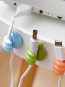 50/30/10pcs Thumb Clips, Cartoon Hand Shaped Sticky Clips, Cable Organizers, Finger Clips, Silicone Charging Cable Organizers, Phone And Data Cable Management Hooks, Multi-Functional Cable Fixers, Battery-Free Cable Organizer Accessories, Sticky Hooks, Towel Racks, Bedroom Wall Decor - Multicolor - View 7