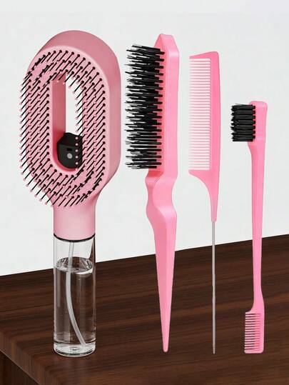 WANMEI Cepillo de pelo con pulverizador 2 en 1, blanco transparente, con depósito de agua incorporado, cerdas suaves y flexibles, adecuado para cabello rizado, liso y ondulado, cepillo humectante, desenredante, para mujeres, peinado, viaje, productos para el cabello, herramientas para el cabello, accesorios para el cabello, peluquería, salón de belleza, equipo de cuidado del cabello