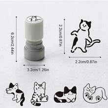 5pcs Cat Pattern Round Stamps, Self-Inking, Suitable For Stationery Doodles, Great For Party Favors Or Birthday Gifts - Sets - View 5