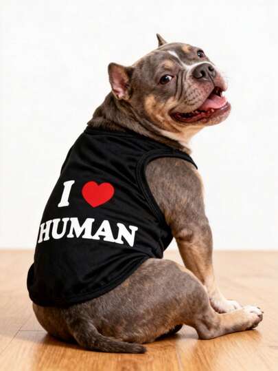 LUCKIE PAW Bộ 2 áo khoác cho thú cưng in chữ "Tôi yêu con người" nhân Ngày của Mẹ, chống bọ chét, giảm rụng lông, thoáng khí, dành cho chó và mèo nhỏ/vừa, sử dụng trong nhà/ngoài trời.