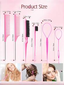 Set Sisir Rambut 8/1 buah, Sisir Rambut, Sikat Alis, Sisir Pewarna Rambut Ganda, Sisir Ujung dan Ekor Sisir Rambut Plastik Tiga Baris, Minyak Perawatan Rambut, Digunakan untuk Membuat Rambut Mengembang dan Halus, Set Alat Tata Rambut, Kit Alat Penata Rambut - MultiWarna - View 5