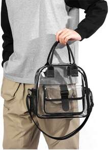 Unisex Fashion Transparent Shoulder Handbag, Outdoor Toiletry Bag, Crossbody Commuter Bag - Signature - View 11