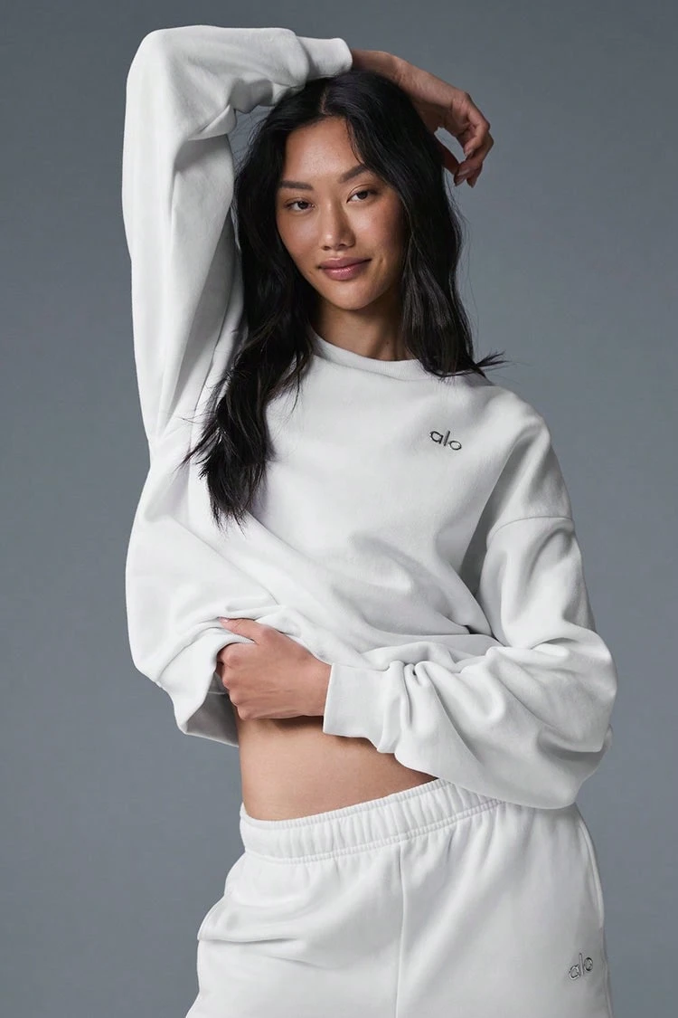 Alo Yoga Alo Accolade Crew Neck Pullover Unisex Style Designed For A Boxy White U3031rg - trắng - Xem 1