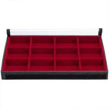 5 Large Jewelry Trays In Velvet Faux Leather (33x22cm) With Cover - 紅色 - 查看 4