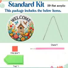 2D Flat Acrylic DIY Diamond Painting Kit, Home And Outdoor Welcome Sign Diamond Art Painting For Hanging, Featuring Bird, Cottage, Floral Patterns, Asymmetrical Shape Diamond Suncatchers, Suitable For Office, School, Club, Bar, Cafe, Library, Living Room, Bedroom, Garden, Porch, Garage Hanging Decor, Multipurpose Holiday And General Decoration, Suitable For Beginners And Adults, Perfect Gift For Friends And Family - A - View 4