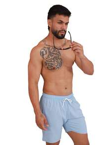 KIT OF 5 Men's Shorts In Tactel Elastane Resin, Casual, Comfortable With Pockets - 鮭魚/黑/綠色/粉紅色/藍色BB - 查看 7