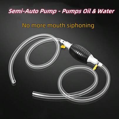 1 Set Portable Siphon Pump, Includes 1m/39.37inch Hose, 1 Pump, 2 Clamps, 1 Flow Control Valve, Suitable For Transferring Liquids Such As Oil, Water, Fuel, Fuel Transfer Pump, Oil Extractor, Vehicle & Motorcycle Repair Accessories, Semi-Automatic Siphon