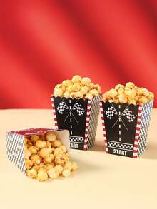 10pcs Racing Car Theme Popcorn Boxes, Checkered Flag Popcorn Containers Suitable For Racing Car Theme Birthday Party, Baby Shower Party, Candy Box, 1st Birthday Decoration, Gender Reveal Party Supplies, Boy Birthday Decoration, Disposable Paper Popcorn Buckets For Boys Kids Party Favors, Kitchen Tabletop Decor - Racing Theme - View 3