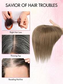 Phần đỉnh tóc giả thẳng bằng tóc thật dài 10 inch, đế nâng cấp thoáng khí 12*13 inch, có mái, kẹp 360°, dễ đeo và giúp tăng độ dày cho mái tóc nữ. - Nhiều màu - Xem 9