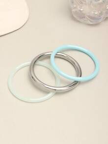 3pcs Set Vintage Resin Amber Texture Acrylic Bangle Bracelets, Fashionable Stackable Design, Suitable For Women's Daily Wear - Baby Blue - View 5