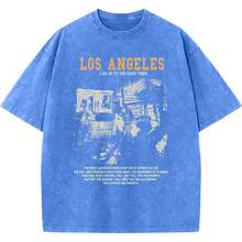 Oversized Graphic Tshirts For Men Acid Wash Los Angeles Vintage Tees Streetwear Baggy Cotton Shirts Casual Topssummer Outfits For Women - Light Blue - 查看 1