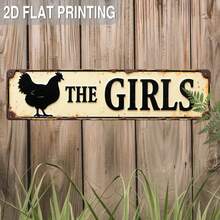 3.9*15.7 Inch 2D Flat Vintage Chicken Silhouette Metal Sign, Rustic Farmhouse Style Long Wall Decor, Durable Iron Material Easy To Hang, Suitable For Kitchen Bedroom Front Door Garden Bar Cafe Soft Decoration, Pastoral Home Art Decor, Housewarming Store Opening Birthday Summer Yard Atmosphere Creative Gift - Multicolor - View 3