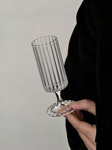 1pc Niche Retro Striped Monkey King Glass Cup, Vertical Striped Stemware, Minimalist Creative Coffee Mug - Multicolor - View 7