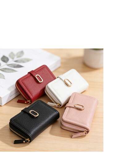 Hot Style Lychee Texture Short Wallet For Women Multi-Card Slot Zipper Coin Purse Portable Card Holder Money Wallet Mini Wallet Purse Wallet Small Wallet Cute Wallet Travel Essential Summer