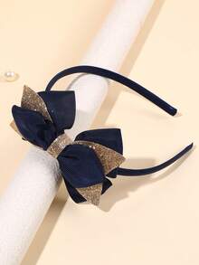 1pc Cute Bow Headband, Blue Hair Accessory, Suitable For Girls, Kids, Teachers, Students For Back To School Party - Multicolor - View 5