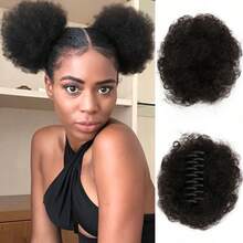 1 búi tóc xoăn bồng bềnh kiểu châu Phi, búi tóc tổng hợp, kẹp tóc càng cua bồng bềnh, phù hợp cho phụ nữ và trẻ em, kiểu tóc tự nhiên. - Nhiều màu - Xem 2