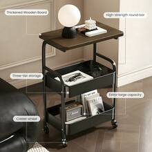 2/3ier Rolling Cart | Detachable Storage Rack, Snack Storage Stand, Portable Wheels, Multi-Tier Cart - For Bedroom, Kitchen, Bathroom, Household Supplies, Kitchen Storage Cart, Metal, Assembly Required - 查看 9
