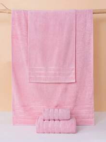 1pc/2pcs Modern Minimalist Fashion Line Pattern Bamboo Fiber Towel & Bath Towel (Lightweight), Non-Shedding, Highly Absorbent, Super Soft, Durable Bathroom Accessory, Best Gift For Partner. Towel Size: 40*75cm, Bath Towel Size: 70*140cm - Light Pink - View 4