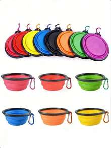 2个装可折叠宠物碗，狗碗，猫碗，宠物食品和水碗，便携式硅胶可折叠狗水碗 - 350毫升 - 查看 2