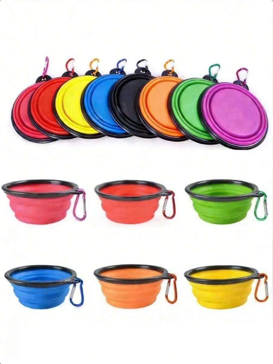 2个装可折叠宠物碗，狗碗，猫碗，宠物食品和水碗，便携式硅胶可折叠狗水碗