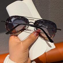 Rhinestone Aviator Women Fashion Glasses Fashion Retro Style Shades For Driving Summer Beach - Multicolor - View 4