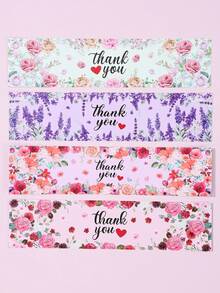 10/24pcs Spring Floral Thank You Stickers, Paper Drink/Water Bottle Decorative Stickers, Suitable For Baby Shower, Holiday Decor, Wedding Bridal Shower, Birthday Party, Picnic, Gender Reveal, Baby Shower Favors - Multicolor - View 6