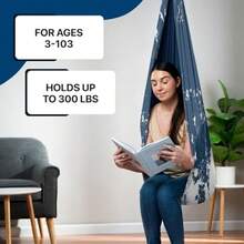 FRIENDLY CUDDLE Hamaca sensorial columpio algodón 60 x 32 pulgadas silla colgante de interior con hardware capacidad de 300 libras marea azul marino - Marea verde azulado de la marina - Ver 4