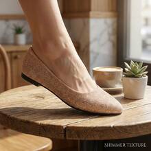 Giày bệt mũi nhọn mùa xuân/hè, phần trên bằng vải dệt kim tuyến, đế trong bằng mút đàn hồi cao, gót cao su latex chống ma sát và chống trơn trượt, giày lười casual đa năng. - màu hồng nude - Xem 4