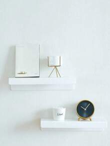 4pcs/Set White Acrylic Wall Mounted Floating Shelves, Size 30cm, Suitable For Decoration In Living Room, Kitchen, Kids Room, Study Or Bedroom - White - View 8