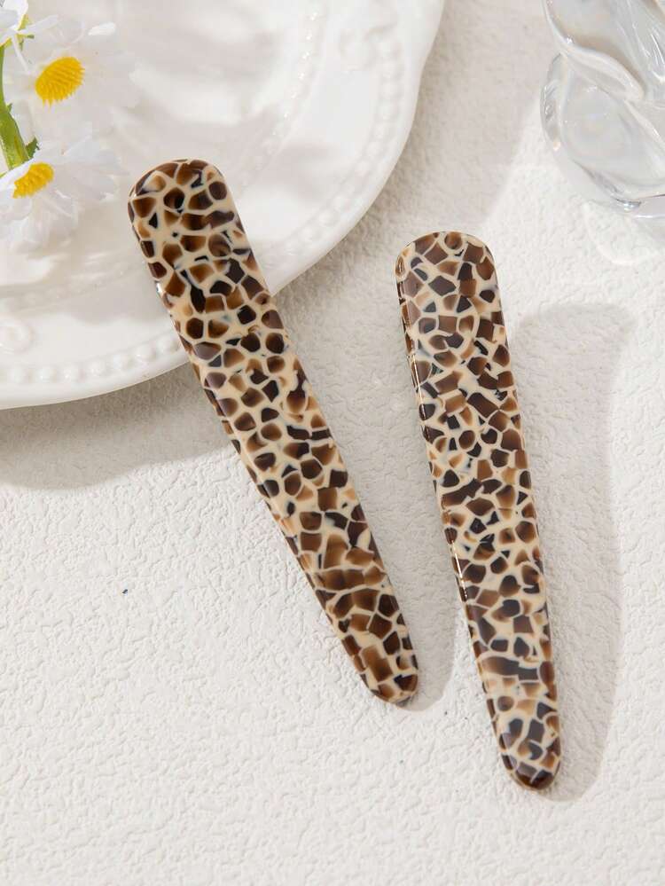 2 piezas Elegantes Pinzas de Pelo con Estampado de Leopardo, Adecuadas para Festivales, Uso Diario y Fiestas - estampado de leopardo - Añade 3
