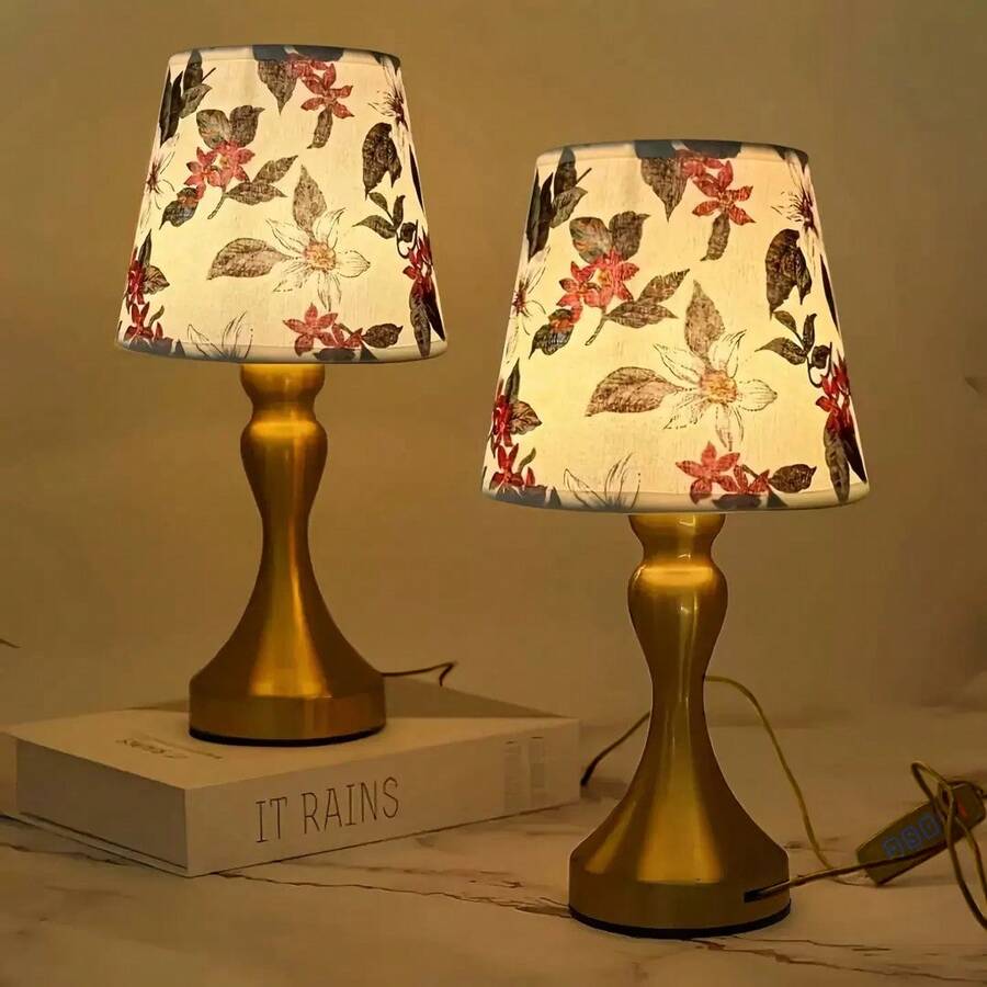 1 đèn bàn họa tiết hoa - Ánh sáng điều chỉnh 3 màu với đế kim loại, đèn trang trí thanh lịch, đèn LED bảo vệ mắt điều khiển bằng nút bấm qua cổng USB, thích hợp cho phòng ngủ, phòng khách, phòng học, văn phòng. - Màu trắng ấm áp - Xem 1