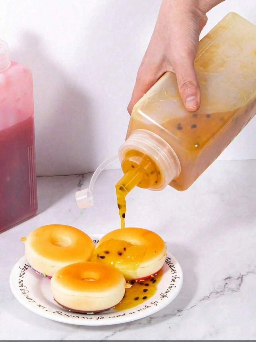 1个装挤压式酱料瓶！防漏设计+清晰刻度，带盖调味瓶，调料盒，适用于烧烤、沙拉和烘焙 - 0.6升/0.8升/1升（20盎司/27盎司/33盎司）