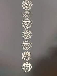 7 件套波西米亚风格木质脉轮墙饰 - 冥想符号，能量水晶饰品适合家居和卧室装饰，非常适合婚礼和礼物 - 原木色 - 查看 10