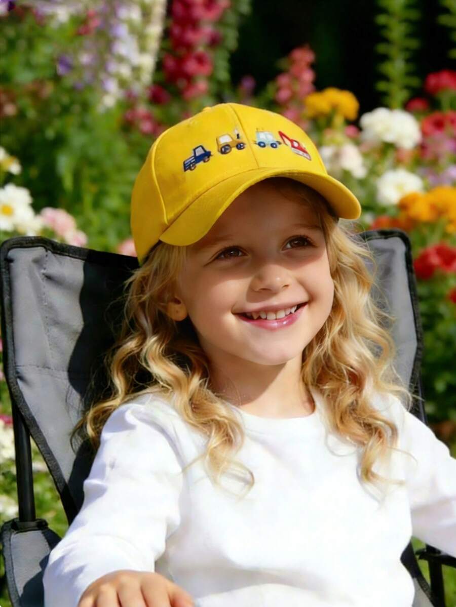 1pc 3-8 Years Old Children's Fashionable Spring/Autumn Sun Protection Baseball Cap, Outdoor Activity Decoration. Adjustable Sun Protection Anti-UV Baseball Cap For 2-3 Years Old Infants & Toddlers, Suitable For Boys And Girls - Yellow - View 1