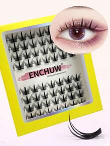 64 Cụm Mi Giả CC, Mi Nối Lông Mi Tự Nhiên, Mi Từng Miếng Mềm Mịn, Không Thấm Nước, Mi Tự Làm với Dải Mềm - CC - Xem 1