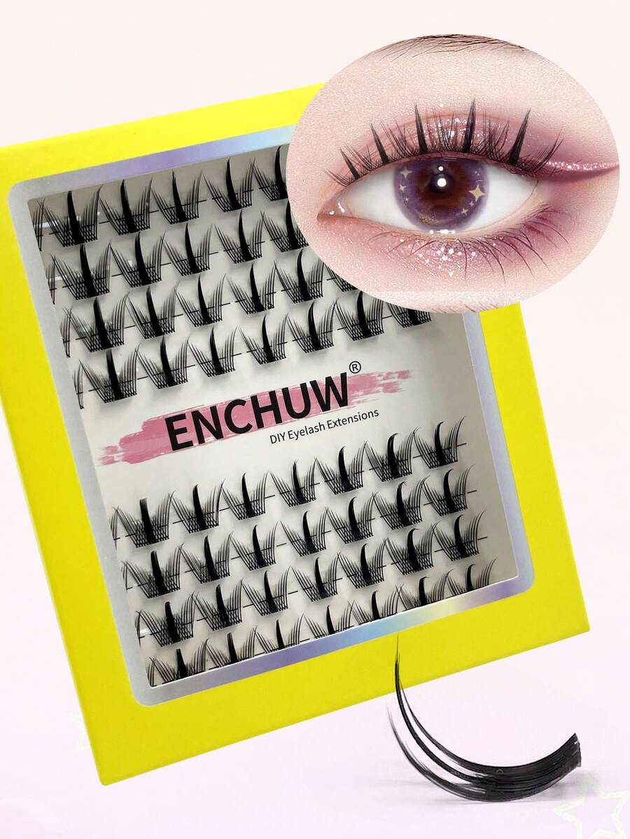 64 Cụm Mi Giả CC, Mi Nối Lông Mi Tự Nhiên, Mi Từng Miếng Mềm Mịn, Không Thấm Nước, Mi Tự Làm với Dải Mềm - CC - Xem 1