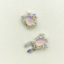 1个衬衫纽扣套，时尚水晶海龟造型袖扣，衬衫配饰 - 藍色 - 查看 3