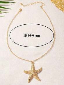 1pc Fashionable Bohemian Style Starfish Pendant Necklace,  Ocean-Inspired Jewelry For Women, Perfect For Casual & Beach Wear - 金子 - 查看 5