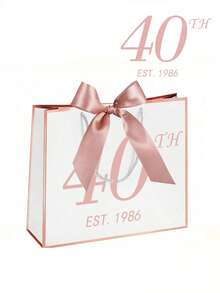 30/40/50/60/70th Anniversary Gift Elegant Black & Gold Paper Bag With Bow, Suitable For Men & Women, Anniversary Party Gift Packaging, 40th Anniversary Party Decor - Multicolor - View 15