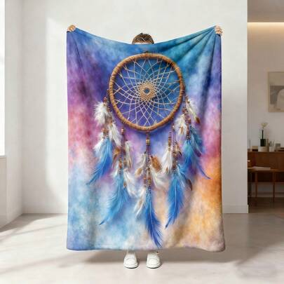 بطانية مطبوعة بنمط الصوف المنسوج ثلاثي الأبعاد بطراز صبغ التعتيق التدرجي، ناعمة وراحة، مناسبة لجميع المواسم، قابلة للاستخدام على الأريكة والسرير والمكتب والتخييم والسفر، هدية مناسبة طوال العام