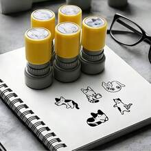 5pcs Cat Pattern Round Stamps, Self-Inking, Suitable For Stationery Doodles, Great For Party Favors Or Birthday Gifts - Sets - View 6