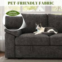 Sofá cama seccional de 274 cm con cama extraíble, sofá seccional modular en forma de U de 7 plazas con almacenamiento, sofás seccionales para sala de estar, sofá modular Cloud, funda de sofá extraíble, gris oscuro - Gris - Ver 2