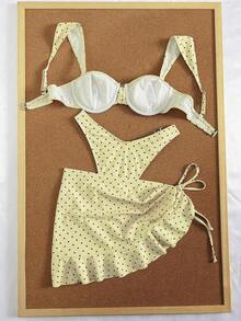 3pcs Solid Color Tankini Swimwear Set, Wide Strap Design With Underwire For Comfortable Support, Fashionable Beach Style, Perfect For Summer Beach And Pool Party Vacation - 黃褐色 - 查看 4